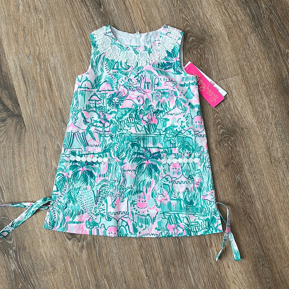 NWT Lilly Pulitzer Classic Shift Dress AGATE GREEN Colorful camelflage Size 3